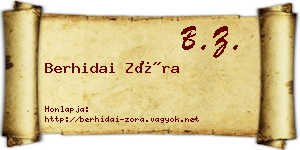Berhidai Zóra névjegykártya